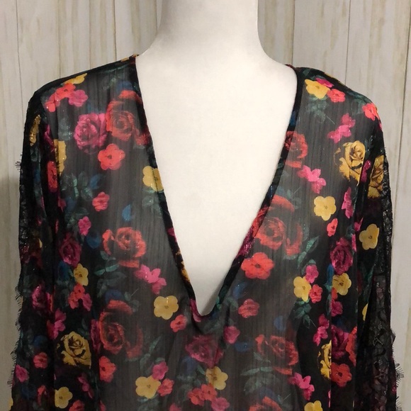 RACHEL rachel Roy black blouse floral size XL - Picture 5 of 9